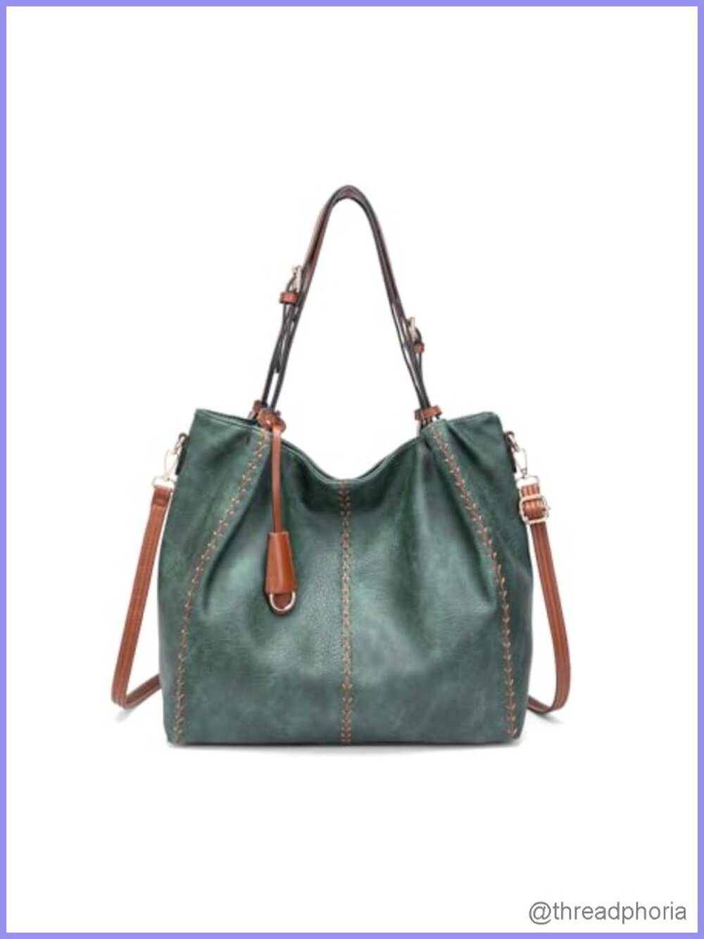 Vintage PU Hobo Shoulder Bag with Rivet Detail Purse